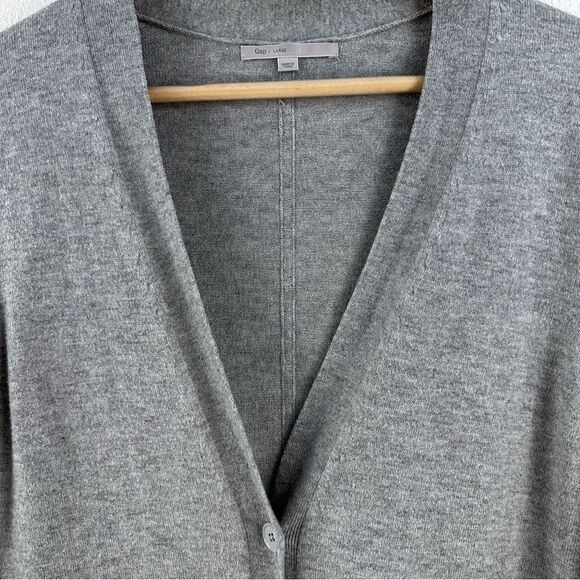 Gap Bella Driver light gray heather button down cardigan size L - Picture 3 of 11